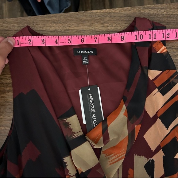 Le Chateau Abstract Burgundy and Orange Midi Dress - Picture 5 of 9